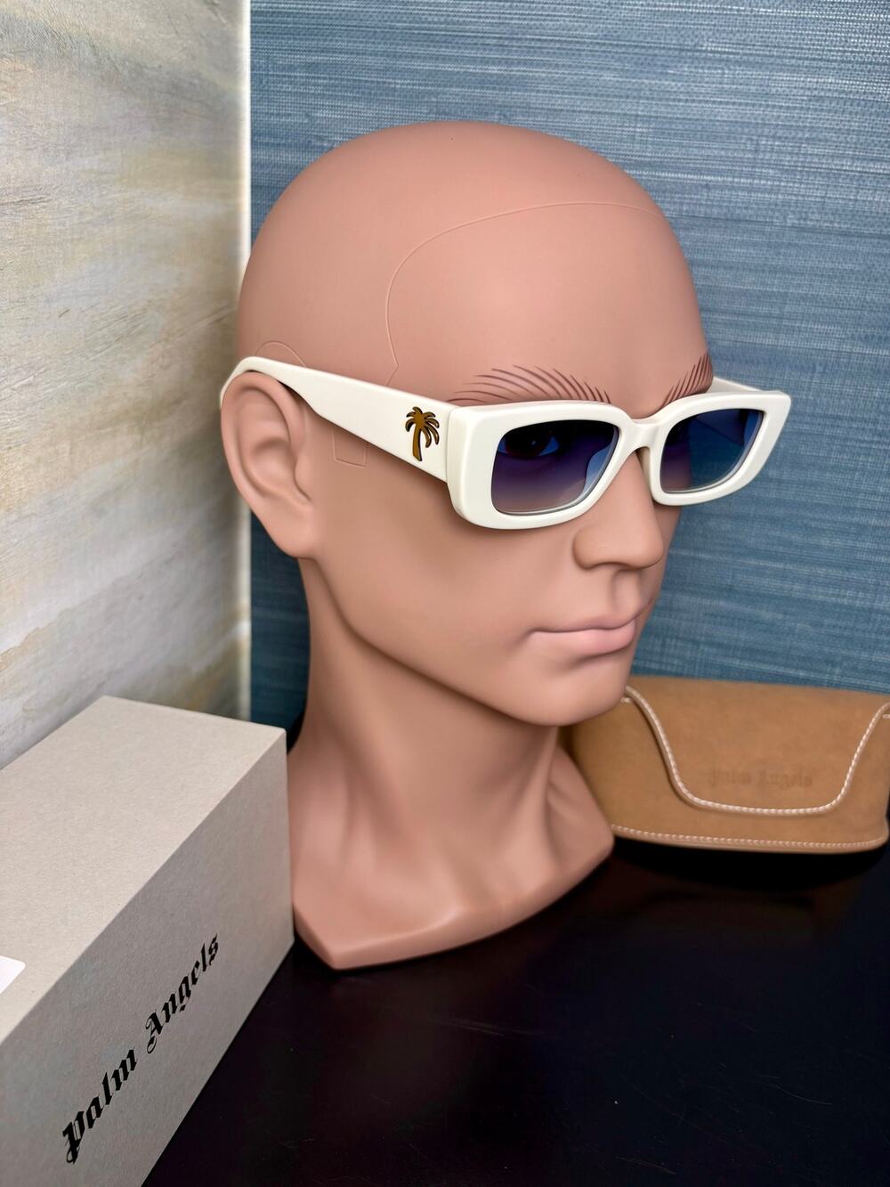 NWB - Palm Angels Sunglasses - White Frame, Blue Lens